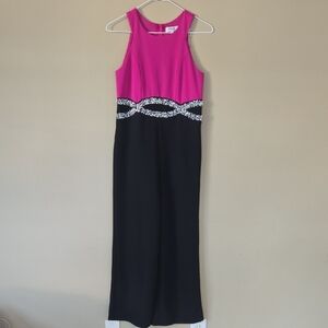 Speechless Pink and Black Embellished Romper, Sz 16
